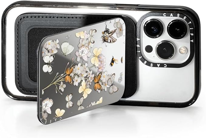 CASETiFY Snappy Card Holder Stand Compatible with Magsafe - BUTTERFLY SUNDAY - Silver Mirror