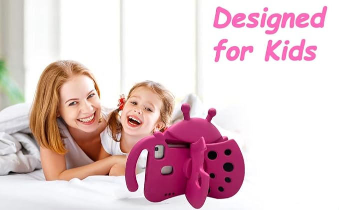 for Alcatel Joy Tab 2 Case for Kids Children Friendly Shockproof Protective Stand Handle Cover for Joy Tab 2 Case Alcatel 2020 8 Tablet (Model: 9032Z) for Boys Girls Cute Ladybug - Hot Pink