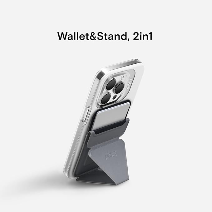MOFT MagSafe Wallet Stand for iPhone 16/15/14/13/12 Series MagSafe Compatible Phone Stand with 3 Viewing Angles (Cool Gray)