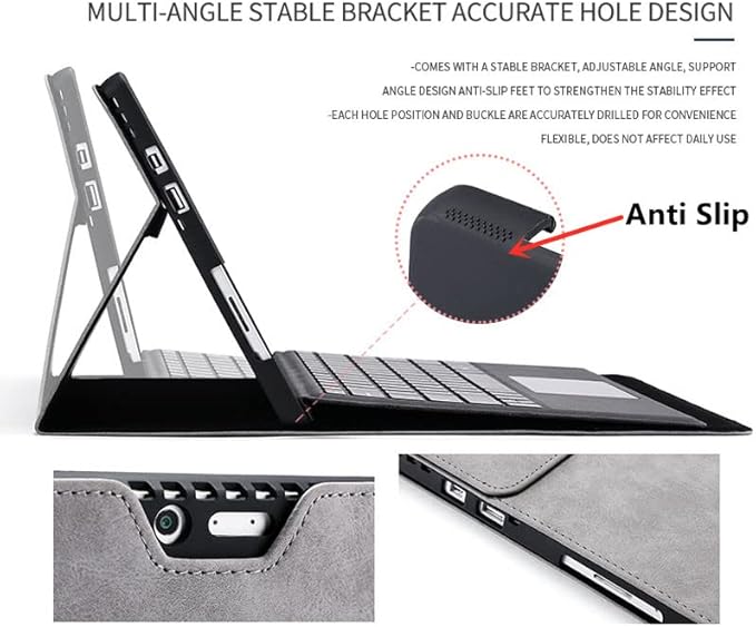 Protective Case for Surface Pro 8 Tablet Compatible with Type Cover Keyboard Business Cover with Pen HolderBlack