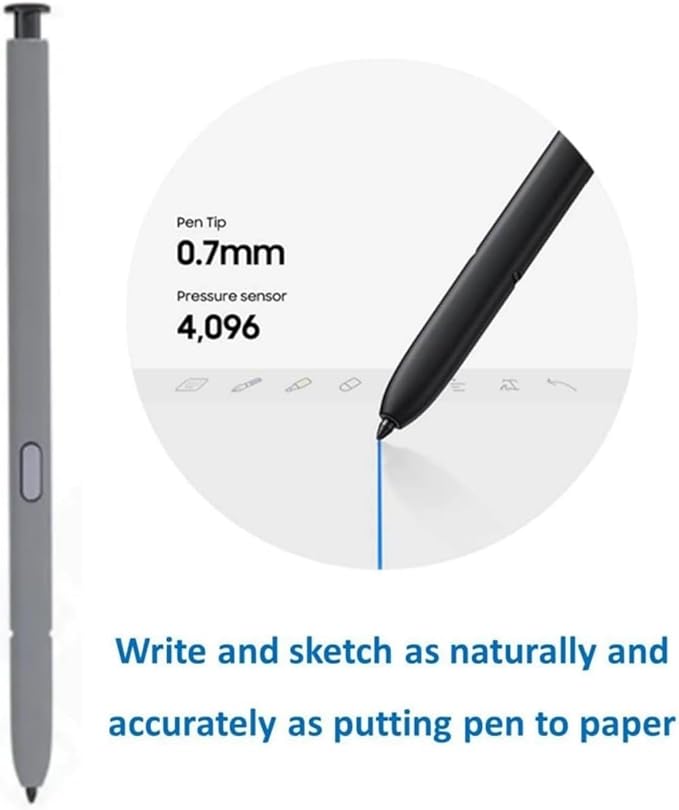 S22 Ultra S Pen (with-Bluetooth) Replacement Compatible Galaxy S22 Ultra 5G Stylus Pen S22U S Pen + Replacement Tips/Nibs (Gray)