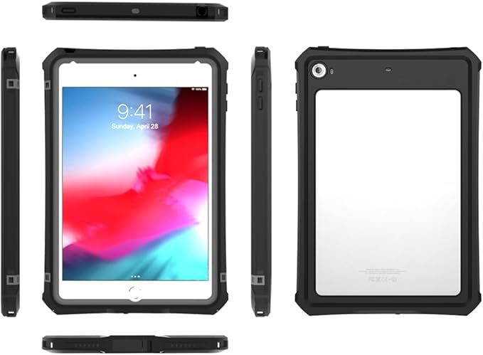 Compatible with iPad mini 4/5 7.9-inch Waterproof Case A2133 A2124 A2126 IP68 Slim Shock-Dust-Snow-Proof Full-Body Sealed Underwater TPU PC Outdoor Transparent Cover with Kickstand Lanyard