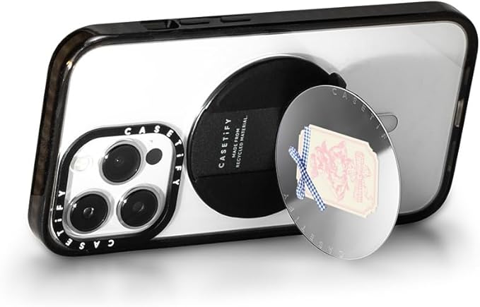CASETiFY Snappy Grip Stand Compatible with Magsafe - Coquette Journal - Silver Mirror