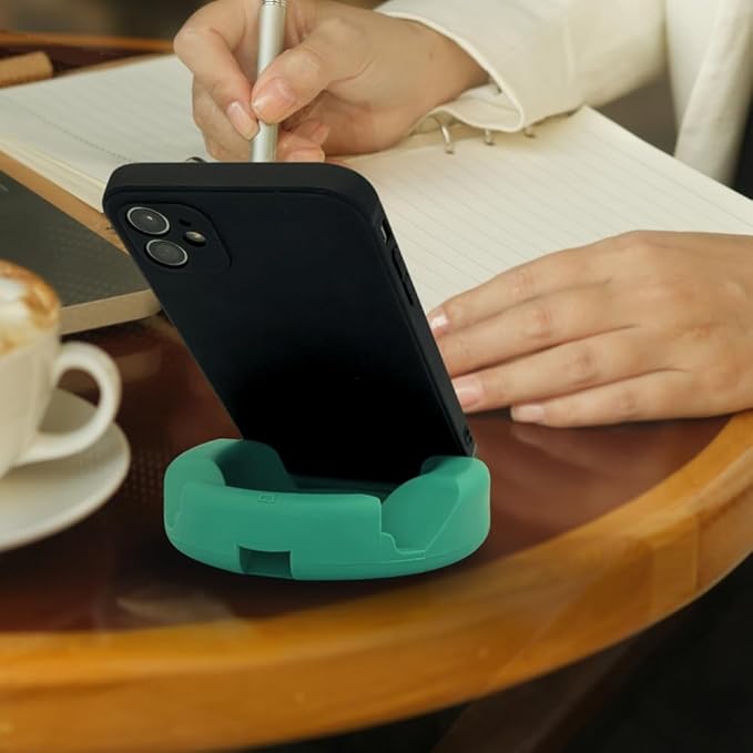 GoDonut Plus+ - Smartphone and Tablet Stand - Compatible with Lager Cases with Charging Port Access - for use at Work at Home Travel and on-the-go (Gray)