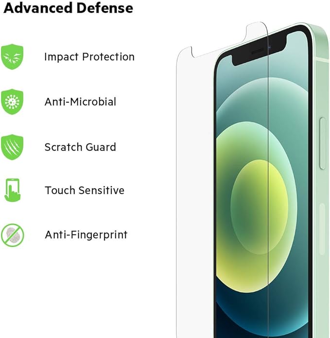 Belkin iPhone 12 Mini Screen Protector TemperedGlass Antimicrobial-Treated