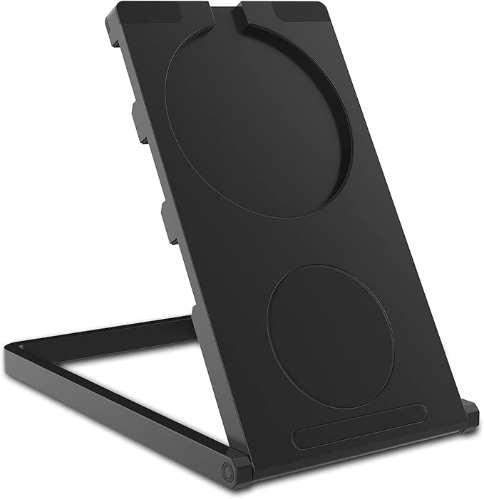 Punkcase Universal Magnetic Desk Stand for Phones Tablets and E-Readers | Compact &amp Sturdy Metal Design | 360 Degree Foldable | Works with All Devices up to 11 inches [Black]