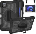 Tablet Case for Xiaomi Pad 6 Pro/Xiaomi Pad 6 23043RP34C 23043RP34G 11.0 inch Tablet Shockproof Cover with 360° Rotating Stand and Wrist Strap Shoulder Strap Completely Black