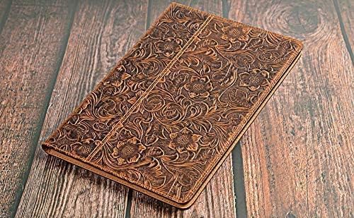 Gexmil Genuine Leather Case for iPad pro 11 Inch 2022/2021 4th/3rd Gen iPad Pro 11 2020/2018 Cover 2nd/1st Gen. CoverReal Leather Cowhide ShockproofFloral Pattern