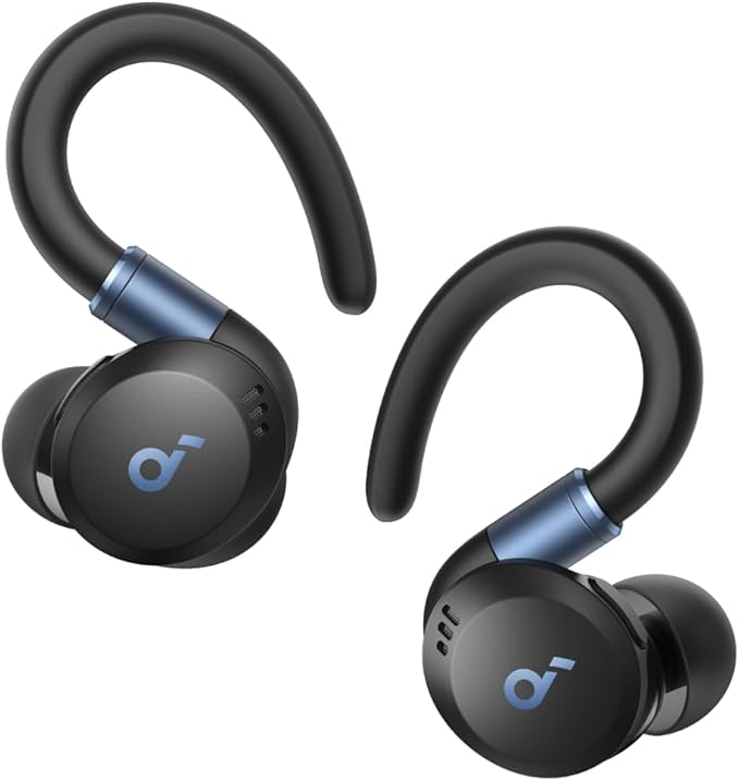 Soundcore Sport X20 by Anker True-Wireless Workout Earbuds Rotatable and Extendable Ear Hooks Noise Cancelling Deep Bass IP68 Waterproof Sweatproof Dustproof 48H Play Sport Earbuds for Gym