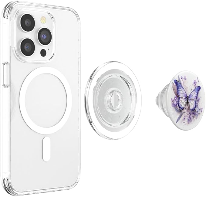 Purple Butterflies with Flowers Floral Butterfly PopSockets PopGrip for MagSafe