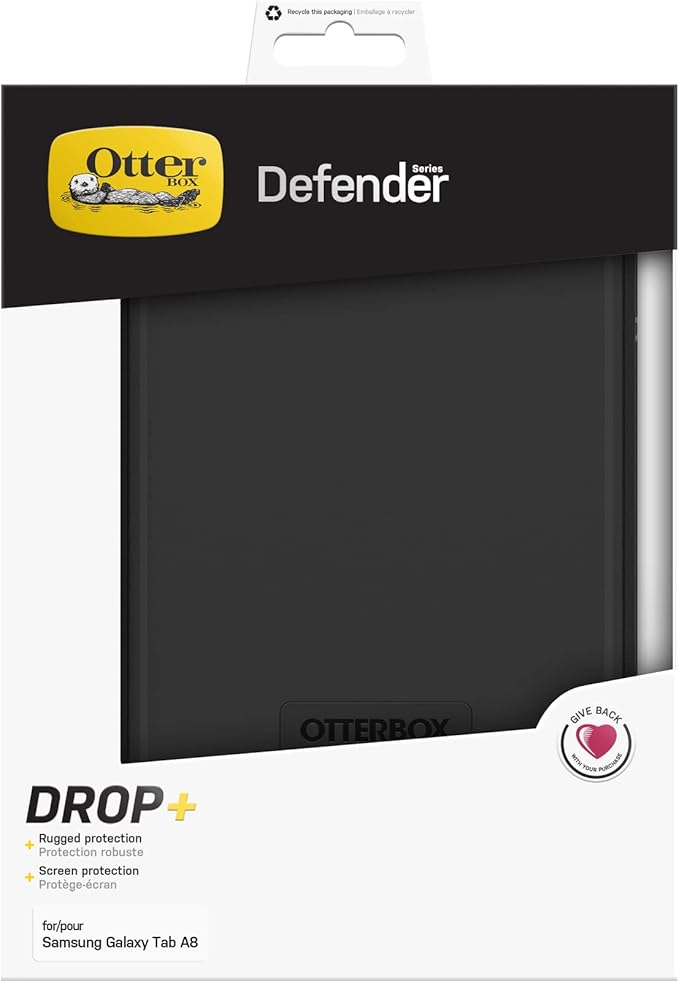 OtterBox DEFENDER SERIES SCREENLESS Case for Samsung Galaxy Tab A8 - BLACK (Non-retail/Ships in Polybag) Rugged Durable Multi-Layer Protection