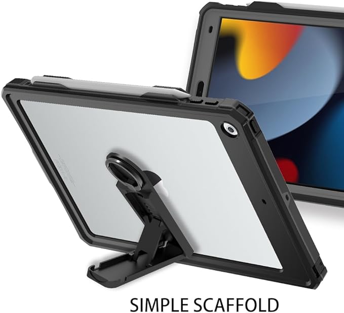 Compatible with iPad 9th/8th/7th Generation 10.2'' IP68 Waterproof Case A2602 A2603 A2604 w/Pencil Holder Kickstand Lanyard Shock-ProofFull-Sealing Cover Compatible with Magic Keyboard