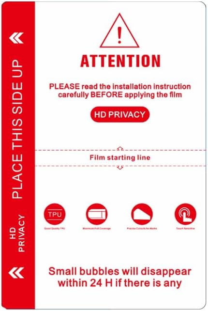 50pieces/ bag 4 Layer 120mm X 180mm TPU HD Matte Privacy Flexible Hydrogel Film Straight Curved Screen Protector Cut Machine Mobile Phone Protective Film (HD Privacy)