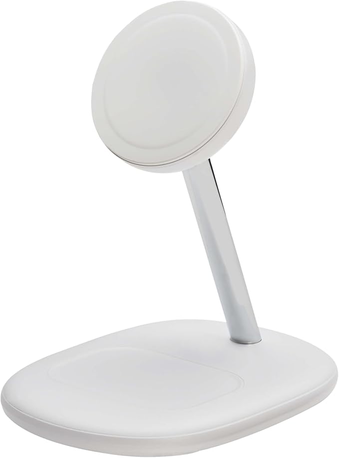 Eaton Tripp Lite Series Wireless Charger Stand 20W Magnetic Charging Stand MagSafe MFi Charging for Apple iPhone &amp AirPods Adjustable Stand 3ft Cable White 1-Year Warranty (U280MS-2N1-WH)