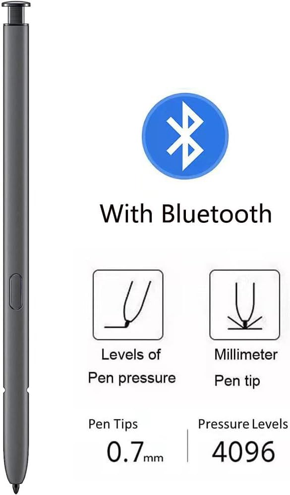 S22 Ultra S Pen Replacement Compatible with Samsung Galaxy S22 Ultra All VersionsS22 Ultra Stylus Pen (WithBluetooth) Slim 0.7mm Pen Tip 4096 Pressure Levels with 5pcs Tips (Graphite)