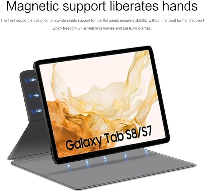 Magnetic Case for Galaxy Tab S8 11 inch 2022 (SM-X700/SM-X706)/S7 2020 (SM-T870/T875) with S-Pen Holder Lightweight and Slim Magnetic Stand Case with Auto Sleep/Wake Grey