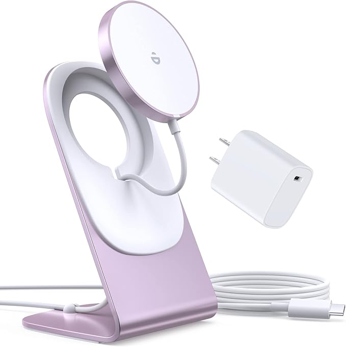 Magnetic Wireless Charger for iPhone 17/16/15/14/13/12 - Mag Charger+20W USB C Adapter Fast Wireless Charging Stand/Pad with 5ft Cable for iPhone 17/16/15/14/13/12 Pro Max Plus Mini 17 Air Pink