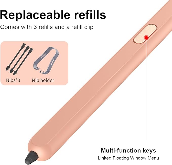 SHIEID Galaxy Z Fold 6 S Pen Fold Edition Slim Replacement S Pen with Anti-Mistouch Technology Compatible with Samsung Galaxy Z Fold 6/Z Fold 5/Fold 4/Fold 3 + Tips/Nibs Pink