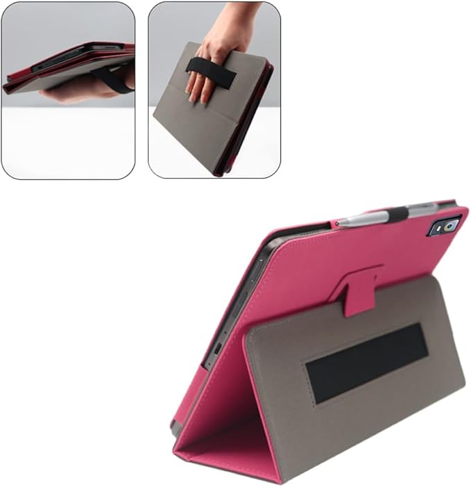 Compatible with XPPen Magic Drawing 12.2-INCH Tablet case Full Coverage Ultra Slim PU Leather Cover Case Folding Stand Cover Protective Tablet Cover with Hand Strap Magnet (Rose red)