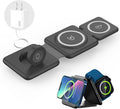 Wireless Charging Station 3 in 1 Foldable Magnetic 15W Travel Multiple Devices Fast Charger for iPhone 16/15/14/13/12 Series AirPods 3/2/Pro/Pro2 iWatch (Black)