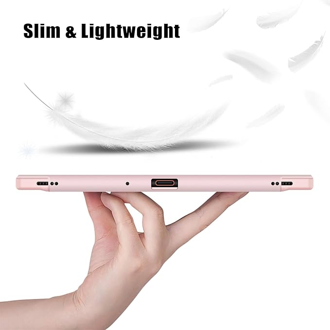 Case for BOOX Note Air 3 C and B/W E Ink Tablet 10.3 ePaperSlim Drop Protection Tri-Fold Cover with Hard Shell Transparent Back and Pen Holder Stand Smart Cover with Auto Wake/SleepPink