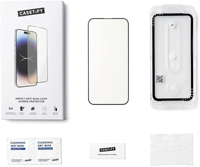CASETiFY Impact Anti-Blue Light Screen Protector [Strengthened 9H aluminosilicate glass applicator included] for iPhone 16 Pro Max