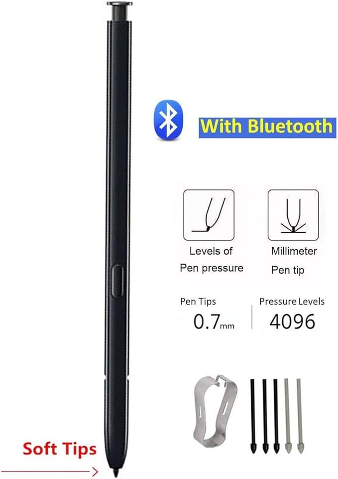 S23 Ultra Stylus Pen (WithBluetooth) Replacement for Samsung Galaxy S23 Ultra 5G Touch Stylus Pen S Pen Replacement Tips/Nibs (Phantom Black)