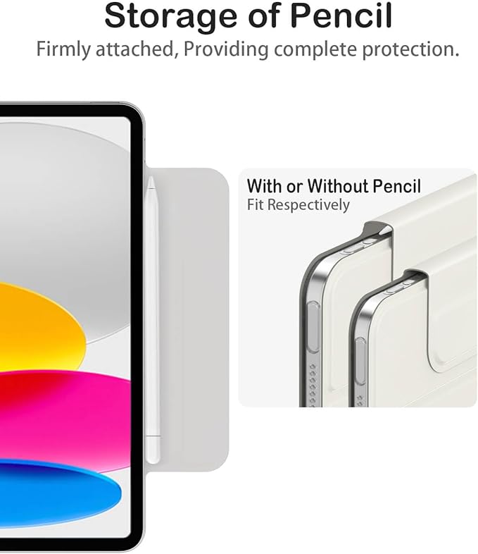 Feams V Fold Case for iPad (A16) 11th Generation 11 Inch 2025 iPad 10th Generation 10.9 Inch 2022 V-Shaped Standing Magnetic Detachable Clear Back Case with Portrait Mode &amp Auto Sleep Cream Whi