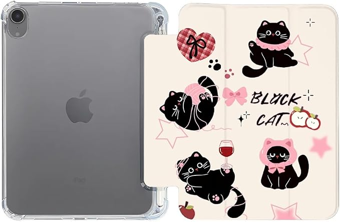 Cute black cats pink plaid bows