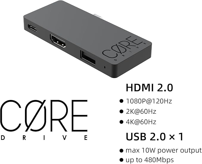 Skull &amp Co. x Savage Raven SteamDock: A Compact and Portable Dock with Detachable USB Hub HDMI TV Adapter for Steam Deck ROG Ally &amp Other Devices (for Switch OLED Smartphone Laptop) - Black