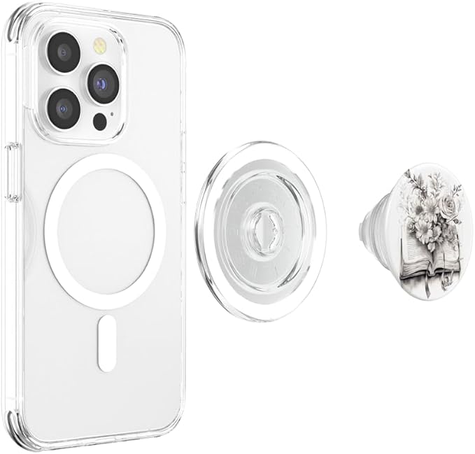 Books and Flowers Reading Book Lover Floral PopSockets MagSafe PopGrip for iPhone