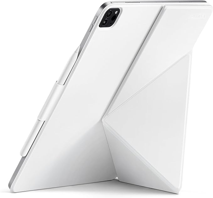 PITAKA iPad Pro 12.9 Case Compatible with iPad Air M4/M3/M2 13 Inch &amp iPad Pro 12.9 (3-6th Gen) 2022/2021/2020/2018 Lightweight Portrait/Landscape Magnetic Case with 4 Standing Angles - White