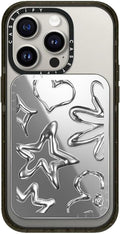 CASETiFY Snappy Card Holder Stand Compatible with Magsafe - Chrome Doodles - Silver Mirror