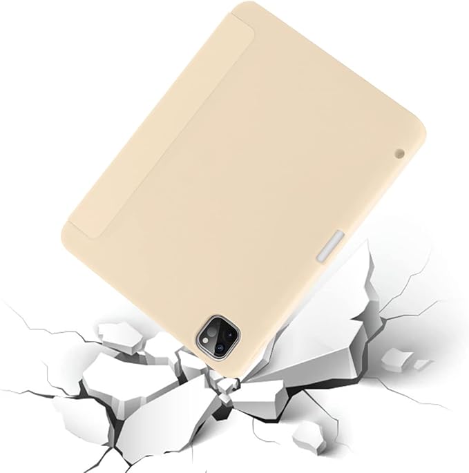 SIWENGDE Cases for iPad Pro 12.9 Case 6th/5th/4th Generation (2022/2021/2020) with Pencil Holder [Apple Pencil Wireless Charging] Soft TPU Smart Tri-fold Stand Protective Cover(Champagne Gold)