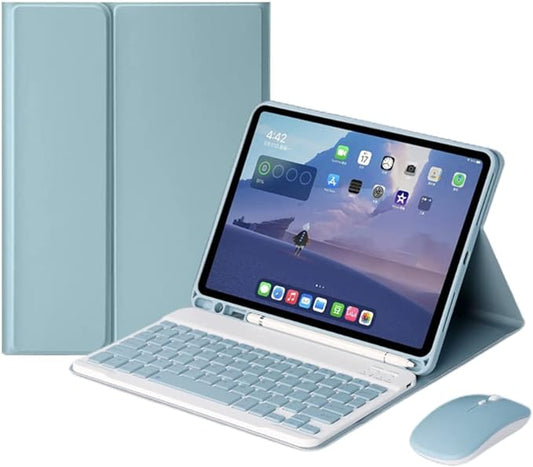 AnMengXinLing Keyboard Case for iPad Air 13 Inch (M3 2025/M2 2024)/Pro 12.9 6th/5th/4th Generation with Mouse Pencil Holder Magnetically Detachable Keyboard Mouse Blue