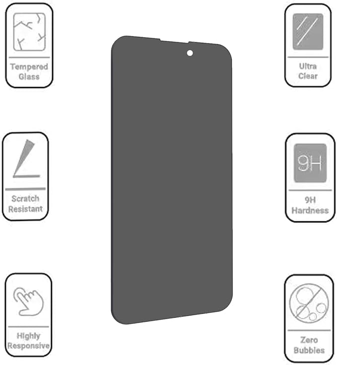 Deara ArmorPro 9H+ Tempered Glass Privacy Screen Protector for iPhone 14 Pro Max [6.7 Inch] Anti Spy Case Friendly (Longest Durable) 2 Pack