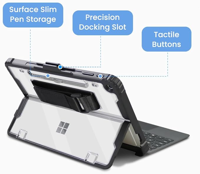 Omnpak Case for Microsoft Surface Pro 12 2025 Rugged Protective Cover with Pen Holder Removable Hand Strap &amp Shoulder Strap Multiple Angle Viewing