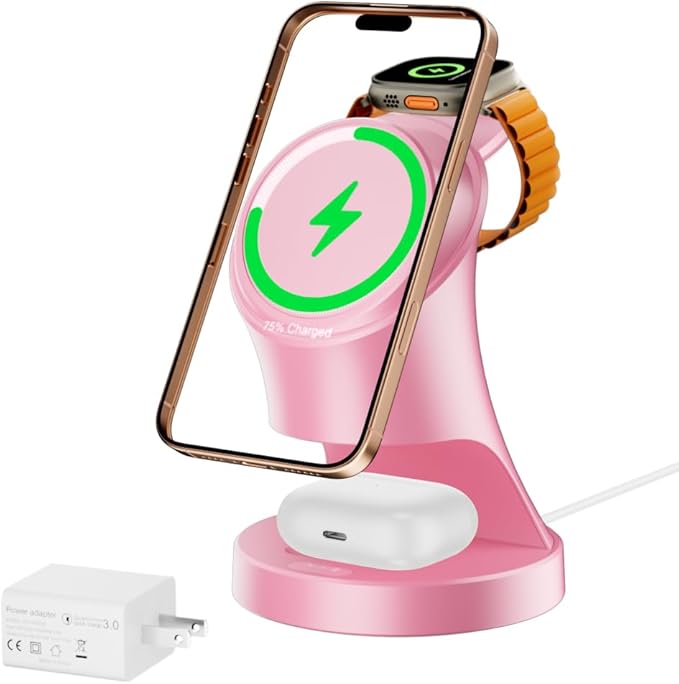 3 in 1 Wireless Charging Station for Apple DevicesMagsafe Charger for IPhone17 16 15 14 13 12 Pro/Max/Plus/Mini Wireless Charger Station for AirPods 2/3/4/Pro iWatch Ultra11/10/9/8/7/SE/6/5/4/3/2