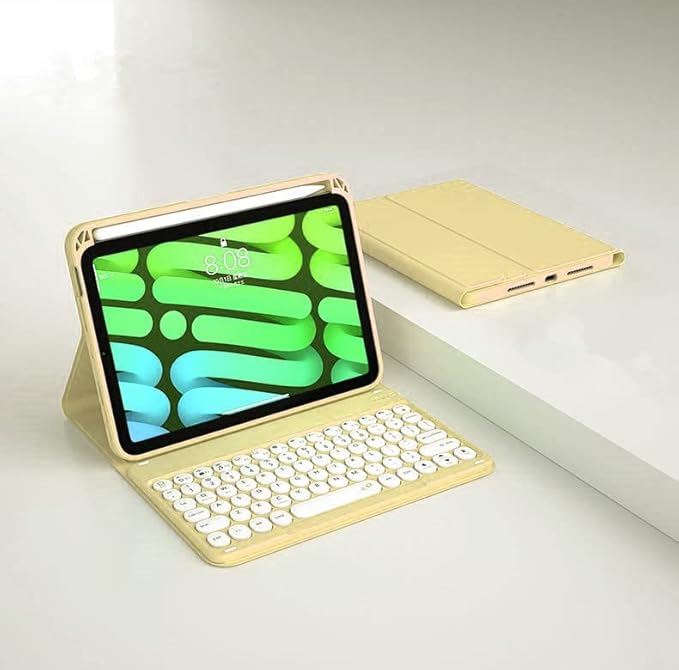 Keyboard Case for iPad Air 11 inch M3 M2 Air 5th/4th Generation 10.9 inch iPad Pro 11 inch 4th/3rd/2nd Generation Detachable Keyboard Case Round Keys (Yellow)