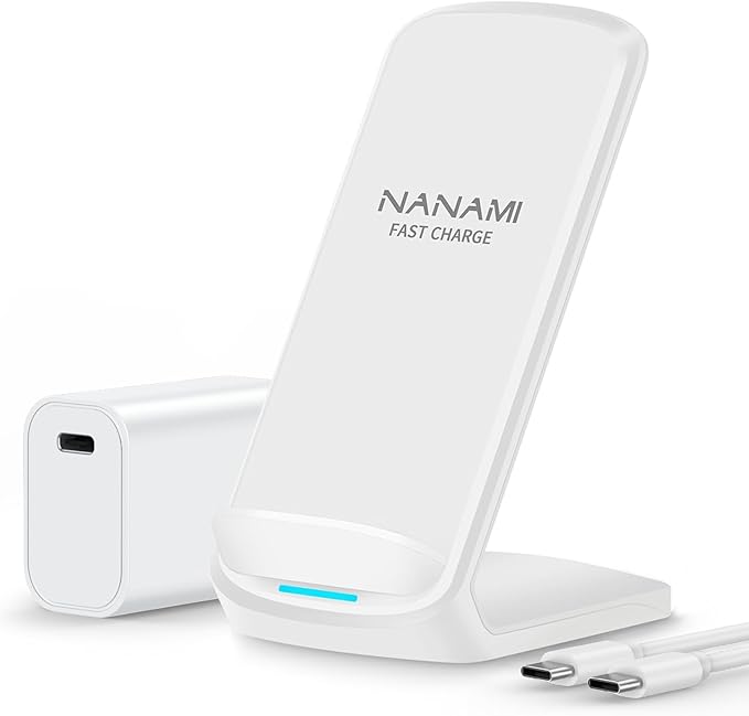NANAMI Fast Wireless Charger 10W Max Wireless Charging Stand with PD20W Adapter Charger Compatible for iPhone 17/17 Air/17 Pro/17 Pro Max/16/15/14/13/12Samsung Galaxy S26/S25/S24/S23/S22/S21/Note 20