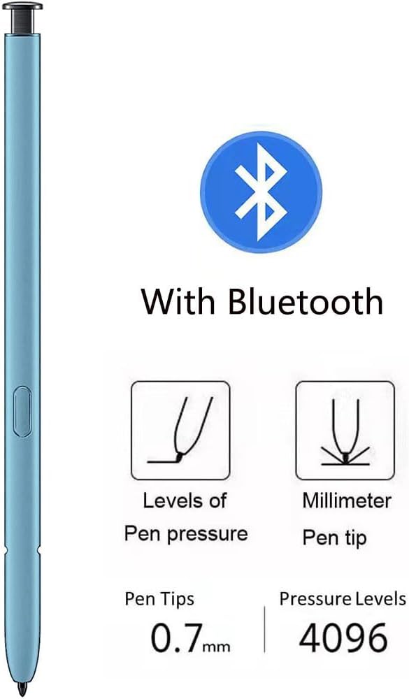 S22 Ultra S Pen Replacement Compatible with Samsung Galaxy S22 Ultra All VersionsS22 Ultra Stylus Pen (WithBluetooth) Slim 0.7mm Pen Tip 4096 Pressure Levels with 5pcs Tips (Sky Blue)