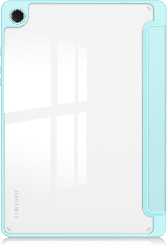 Stand Case for Galaxy Tab A9 Plus 11 Inch 2023 (SM-X210/X216/X218) UUcovers Trifold Cover with Pencil Holder [Auto Sleep/Wake] Clear Transparent Back Shell &amp TPU Shockproof Frame Sky Blue