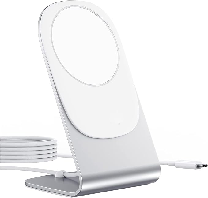 Magnetic Wireless Charger Fast 15W Wireless Charging Station/Pad Qi-Certified Compatible with iPhone 13/12/11/11 Pro Max/XS Galaxy S20/S10 AirPods 3 Silver
