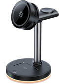 QI 2.2 25W Wireless Charger with Cooling Fan Smart Magnet Charger Stand for Apple Products 3 in 1 Magnetic Charging Station for iPhone 17/1615/14/13/12 Series Airpods Apple Watch (Black)