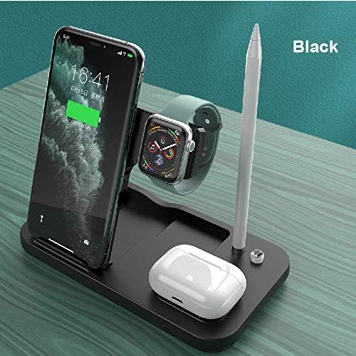 BoxWave Charger Compatible with Marshall Major IV - Wireless MultiCharge Desktop Stand Pro Qi Wireless 4 in1 Charger Stand Multiple Devices for Marshall Major IV - Jet Black