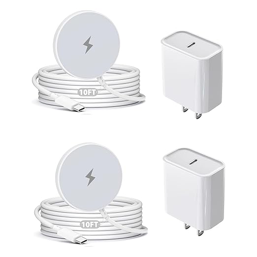10FT Magnetic Wireless Charger2Pack Fast Apple Mag-Safe Charger Magnet Charging Pad Mag Safe Charging for iPhone 17Pro Max/16 Pro Max/16Pro/16/iPhone 15Pro Max/15 Plus/14/13/12/AirPods 3/2/Pro/Pro 2