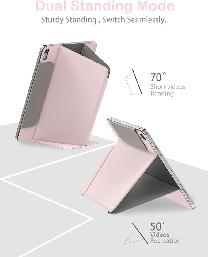 Feams V Fold Case for iPad (A16) 11th Generation 11 Inch 2025 iPad 10th Generation 10.9 Inch 2022 V-Shaped Standing Magnetic Detachable Clear Back Case with Portrait Mode &amp Auto Sleep Light Pin