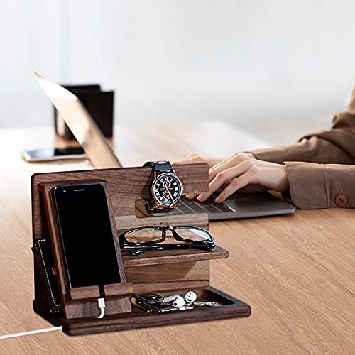 Gifts for Men Bedside Organiser Wood Phone Docking Station Dad Birthday Gifts for Him Nightstand Key Wallet Watch Stand Mens Gifts for Xmas Presents for Dad Husband Boyfriend Anniversary &amp Christm