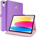 for iPad 9.7 Inch 6th/5th Generation 2018/2017 CaseiPad air 2/iPad AirCrown Bling Diamond Cute PU Leather Smart Auto Sleep/Wake Folio Stand Shockproof Cover for Apple iPad 9.7 Inch (Purple)