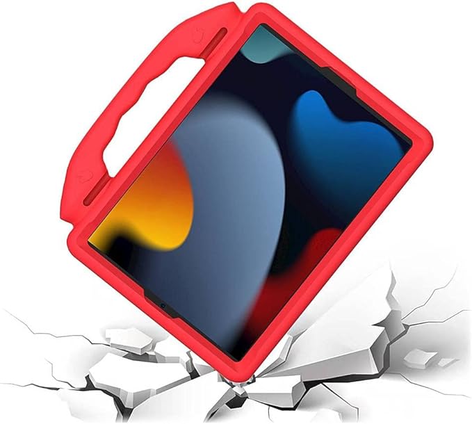 SaharaCase Thumbs Up KidProof Case for Apple iPad 10.2 (9th Generation 2021) [Shockproof Bumper] Rugged Child Protection Antislip Kickstand (Red)